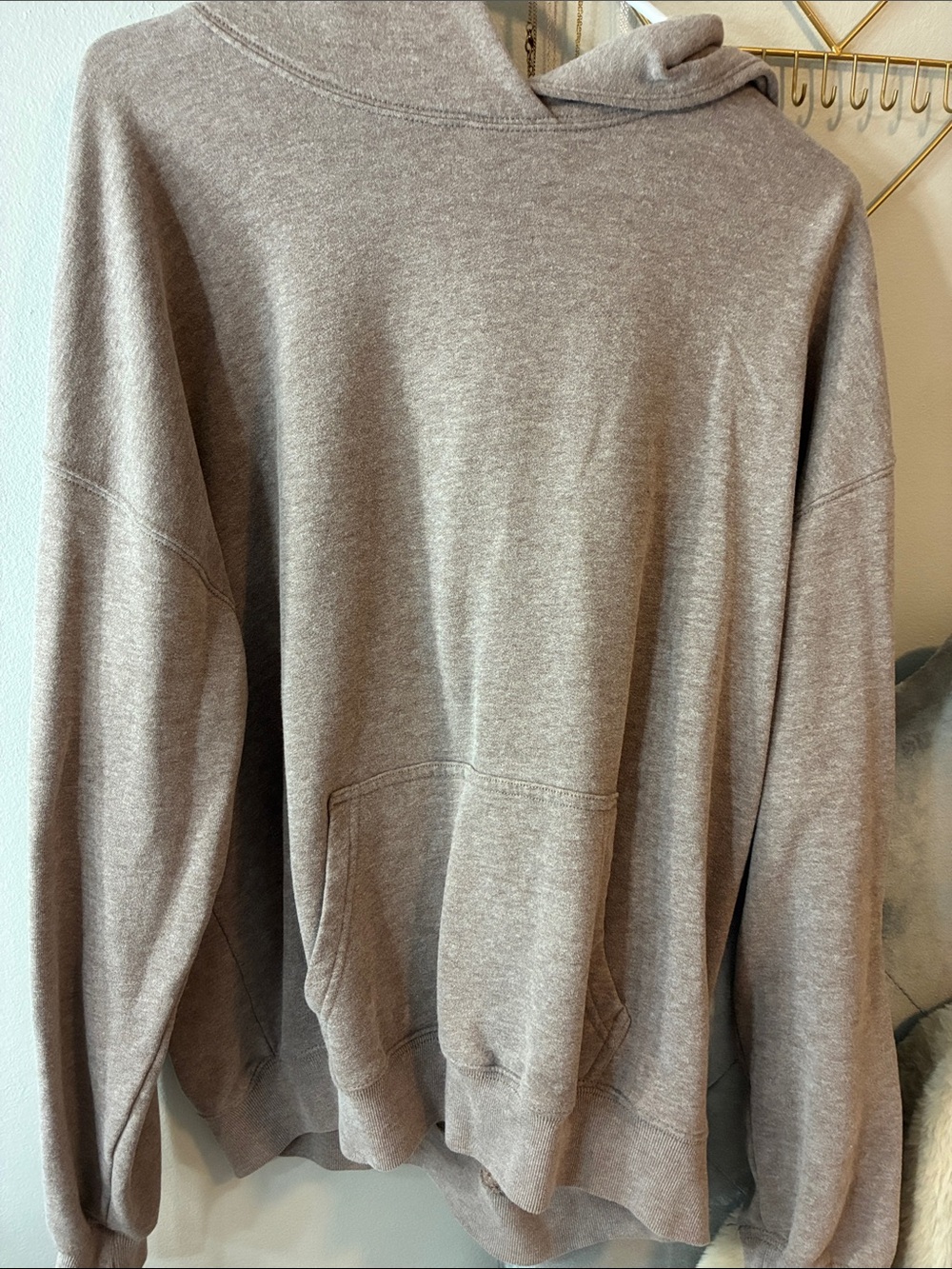 Hollister Heathered Taupe Pullover Hoodie